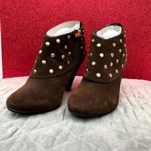Bamboo Studded Brown Ankle Boots